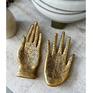 Abbott Collection Gold Engraved Hand Dish Set of 2 Jewelry Tray Decor